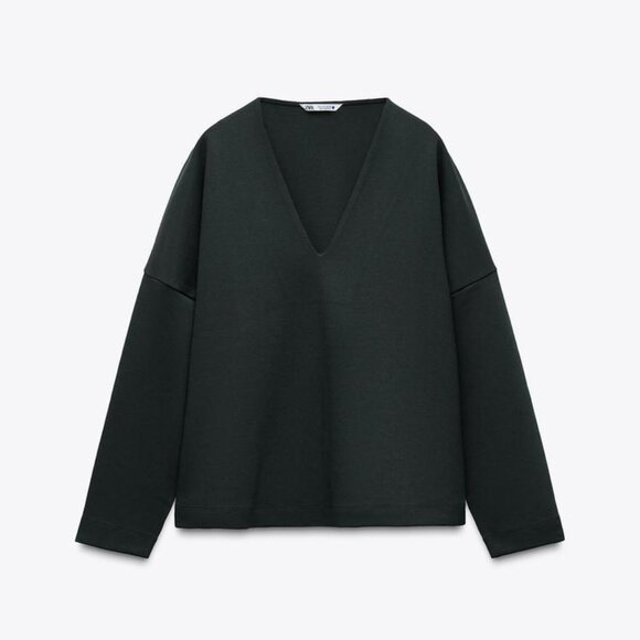 Zara INTERLOCK V-NECK Sweatshirts x 2 - Picture 3 of 3